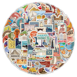 100Pcs Global Travel City Landscape Stickers DIY Toys Stationery Case Skateboard Laptop Guitar Pegatinas Decals Stickers (ONLINE ORDER ONLY)