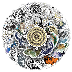 Outdoor Adventure Compass Stickers for Phone, Laptop, Luggage, Skateboard - 10/30/50PCS (Online Order Only)