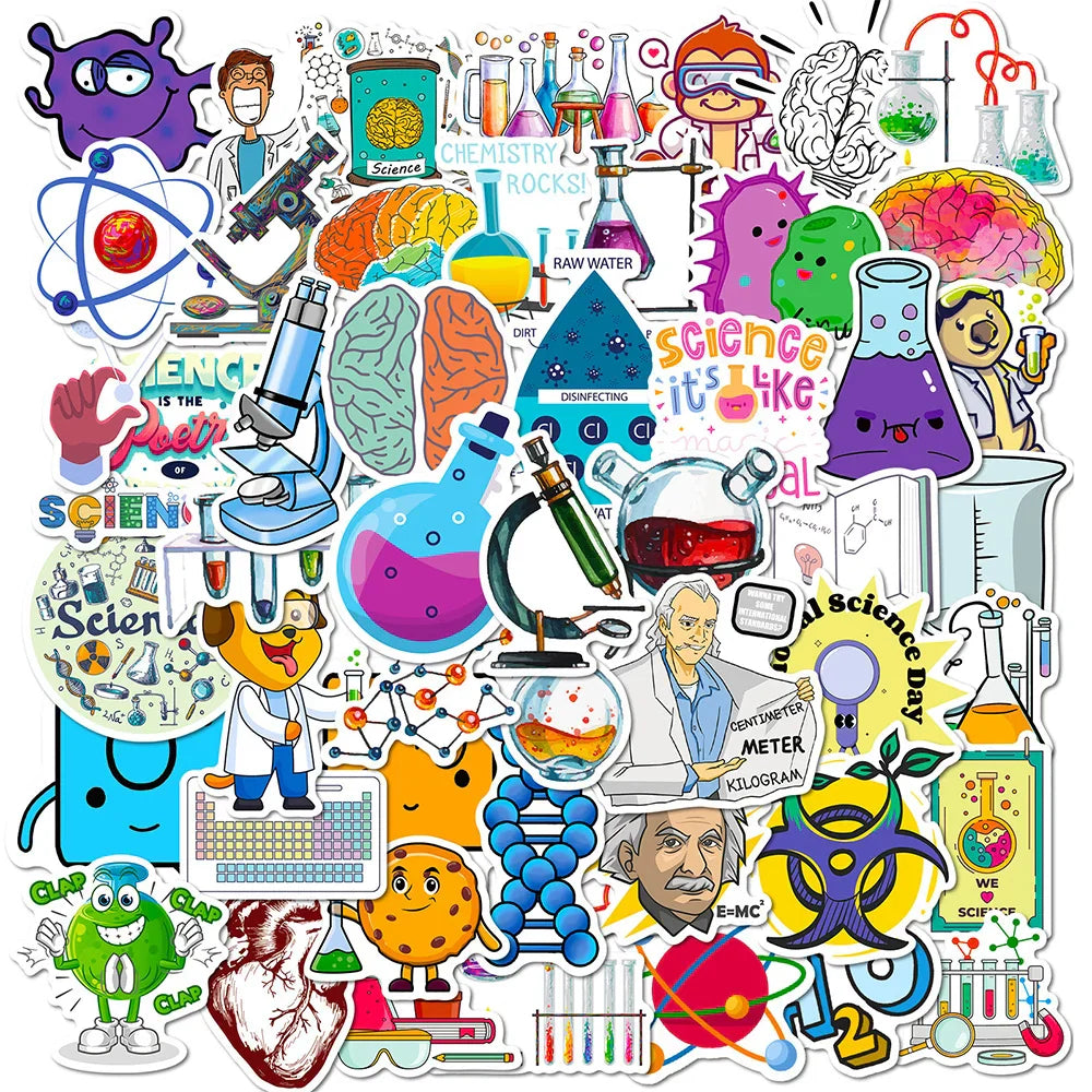 Science Lab Chemical Stickers Decals Waterproof for Laptop Phone Luggage Kids Toy (Online Order Only)