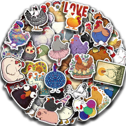 50PCS Cartoon Chicken Animal Stickers Personality Creative Sticker For Desk Refrigerator Phone Skateboard Waterproof Decals﻿ (ONLINE ORDER ONLY)