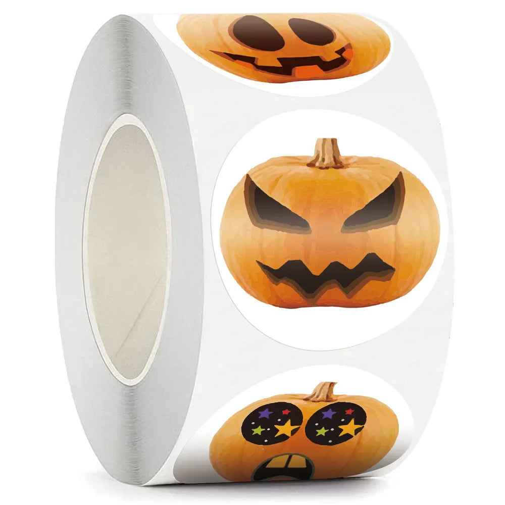 100-500pcs Happy Halloween Party Children Gift Toy Sealing Stickers 1in Pumpkin Pattern Carnival Holiday Decoration book Sticker (ONLINE ORDER ONLY)