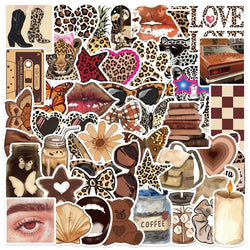 10/30/50PCS Kawaii Leopard Print Sticky PVC Sticker Aesthetic Children's Stationery DIY Decoration Scrapbooking School Supplies (ONLINE ORDER ONLY)