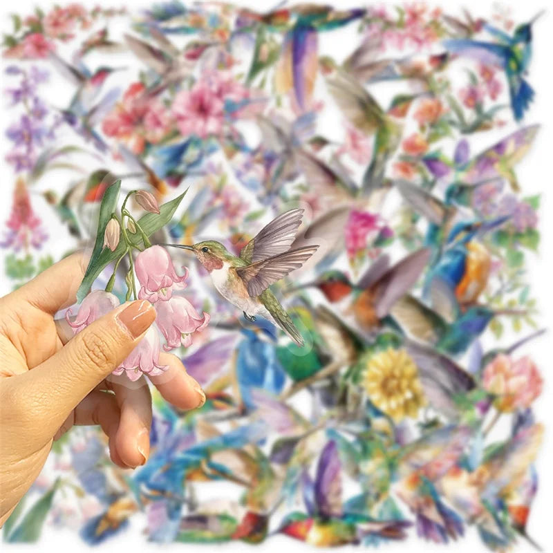 50PCS Cartoon Hummingbird PET Sticky Sticker Aesthetic Korean Stationery DIY Decoration Scrapbooking School Supplies for Kids (ONLINE ORDER ONLY)