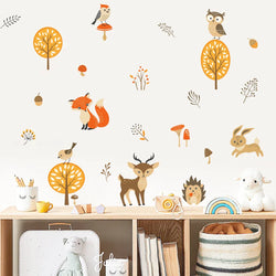 Boho Cartoon Rabbit Fox Forest Nursery Wall Stickers for Kids Room Decor (ONLINE ORDER ONLY)