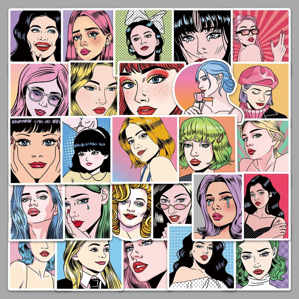 10/50Pcs Pop-Art Stickers Skateboard Guitar Suitcase Laptop Bike Phone Car Waterproof Joke Graffiti Sticker Decal Kid Toy (ONLINE ORDER ONLY)
