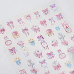 Pink Bowknot Star Moon Starburst Sun Polar Day Polar Night Sword Rose Flower Wreath Adhesive Nail Art Stickers Manicure Decals (ONLINE ORDER ONLY)