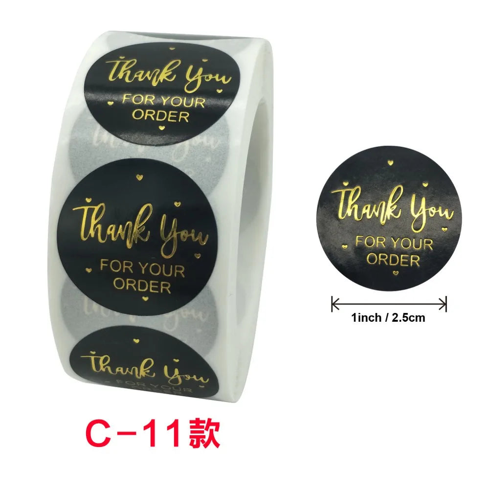 50-500pcs Labels 1inch Round Gold Foil Thank You Stickers For Cards Envelope Sealing Label Stickers Wedding Party Gift Sticker (ONLINE ORDER ONLY)