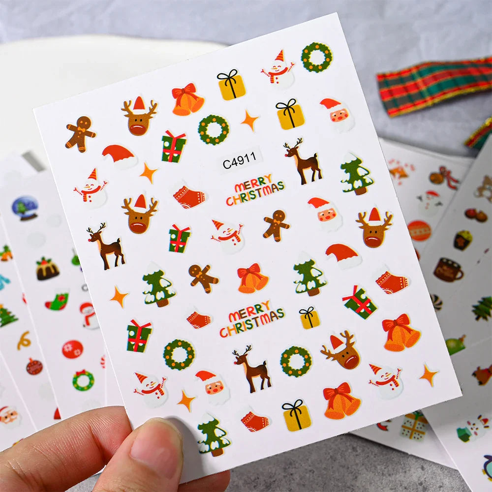 Merry Christmas Penguin Nail Art Sticker 3D Slider Deer Santa Claus Decal New Year Nail Decorations Sticker Manicure Accessories (ONLINE ORDER ONLY)