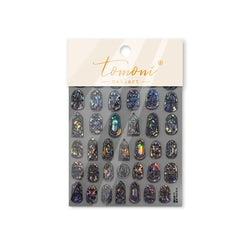 Retro Shiny Glazed Rococo Flower Window Dreamy Butterfly Geometric Frame Stamp Embossed Reliefs Nail Art Stickers Manicure Decal (Online Order Only)
