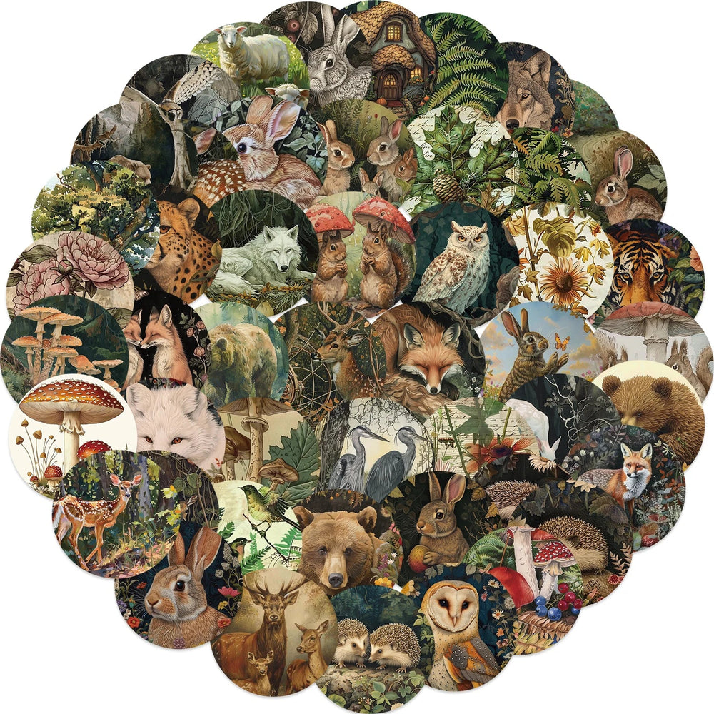 50PCS Retro Cartoon Zoo Wild Animals Stickers for Toy DIY Phone Luggage Skateboard Laptop Kawaii Decals Graffiti Sticker (ONLINE ORDER ONLY)