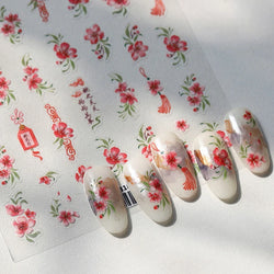 Graceful Peach Blossom Blessing Sachet Pretty Buckle Tassels Pendant Antique Radiant Adhesive Nail Art Stickers Manicure Decals (ONLINE ORDER ONLY)