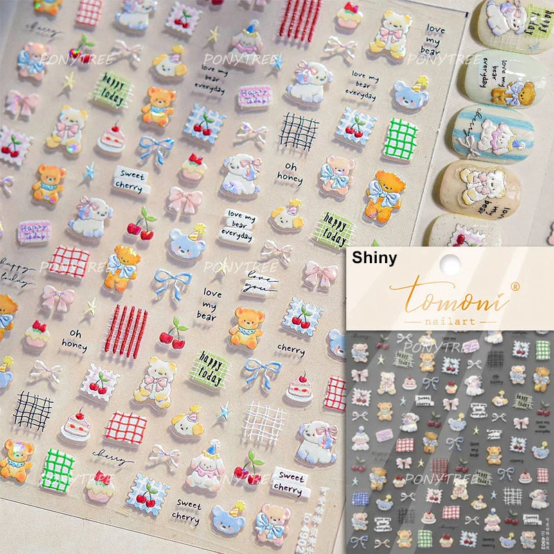 Mini Fruit Cherry Charming Strawberry Ribbon Line Bowknot Jelly Charming Chic Self Adhesive Nail Art Stickers Manicure Decals (ONLINE ORDER ONLY)
