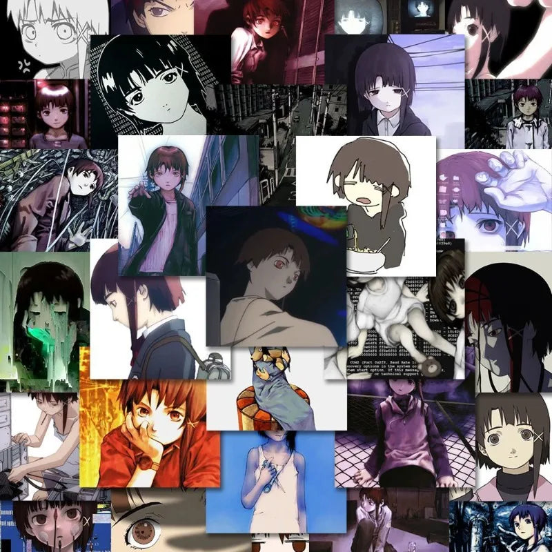 54pcs Cartoon Lain Animation Stickers for Suitcase, Water Cup, Phone, Laptop, Scooter, Refrigerator (ONLINE ORDER ONLY)