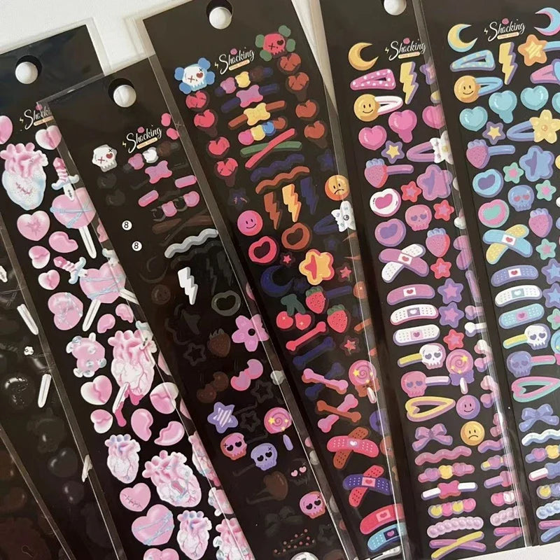 Korean Ins Dark Skull Love Key Chain Sticker Scrapbooking Photo Frame Handmade Stationery Decorative Kawaii Stickers Art Supply (ONLINE ORDER ONLY)