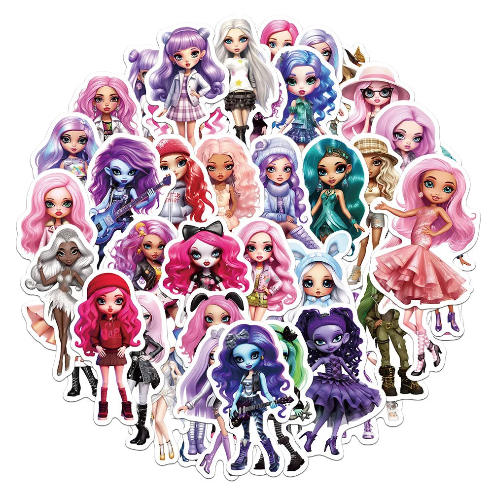 Y2K Rainbow Spice Girls Cartoon Stickers for Laptop, Luggage, Car, Fridge, DIY Vinyl (10/30/50pcs) (ONLINE ORDER ONLY)