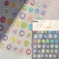 Retro Shiny Glazed Rococo Flower Window Dreamy Butterfly Geometric Frame Stamp Embossed Reliefs Nail Art Stickers Manicure Decal (Online Order Only)