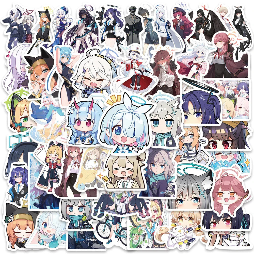 50PCS Blue Archive Anime Girl Stickers Cute Aesthetic Decals for Laptop, Motorcycle, Scrapbook, Kids Toy (ONLINE ORDER ONLY)