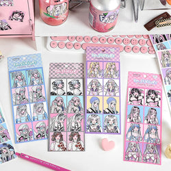 2pcs Ins Korean Style Anime Girl Scrapbooking Stickers Collage Diary Journal DIY Craft Aesthetics Decorative Stickers Stationery (ONLINE ORDER ONLY)