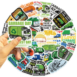 50PCS Green Garbage Truck Stickers For Suitcase Skateboard Laptop Luggage Phone Car Styling DIY Decal Sticker (ONLINE ORDER ONLY)