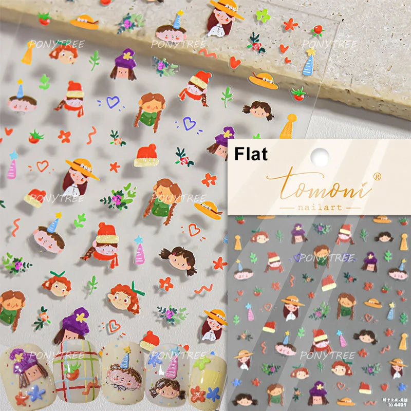 Squirrel Mushroom Apple Strawberry Cherry Pinecone Ginkgo Leaf Self Adhesive Nail Art Stickers Butterfly Flower Manicure Decals (ONLINE ORDER ONLY)