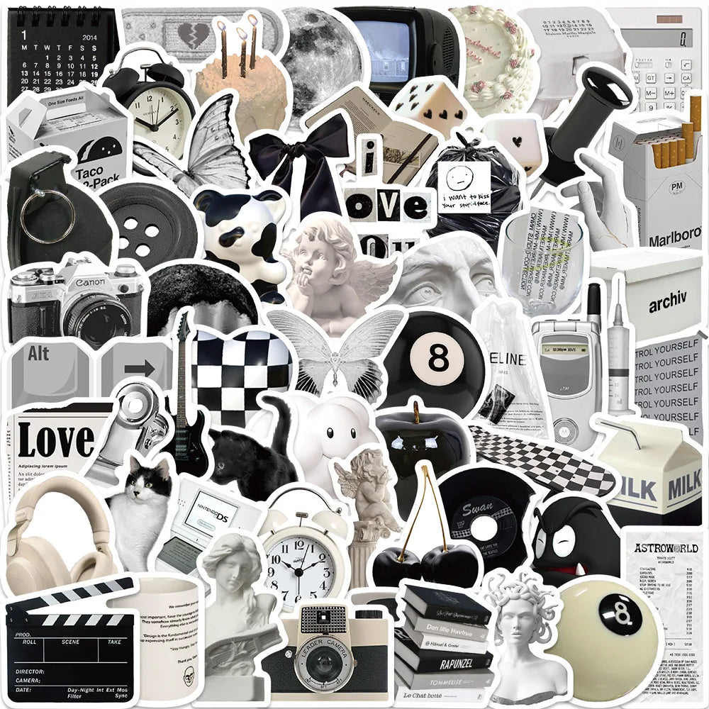 10/30/61PCS Cartoon Art Ins Style Stickers Aesthetic Cute Simple Decals Suitcase Laptop Phone Bike Car Sticker For Kids DIY Toy (ONLINE ORDER ONLY)