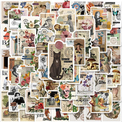 53PCS Vintage Cat Stickers Retro Art Decals Scrapbook DIY Gift (ONLINE ORDER ONLY)