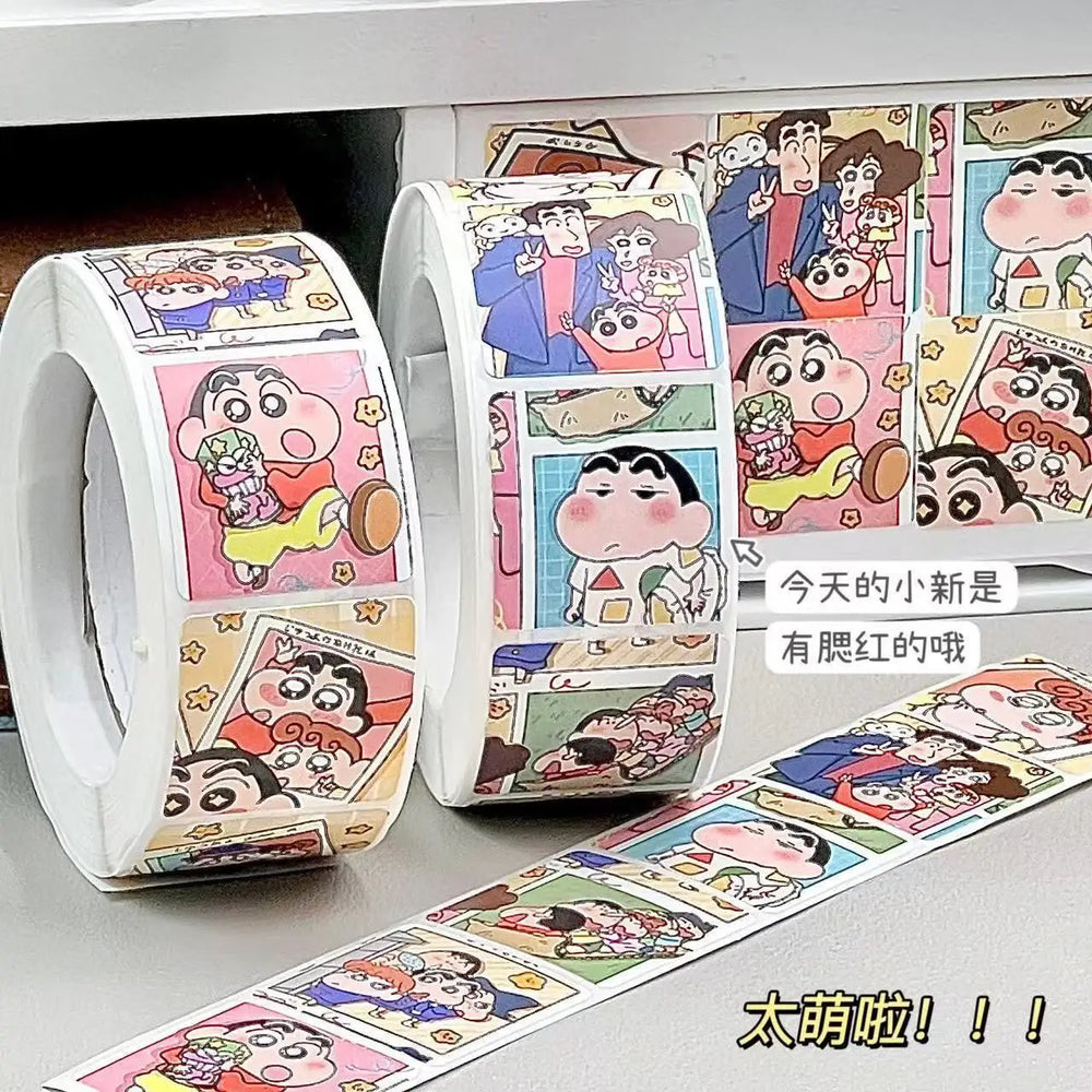 Crayon Shin-chan Stickers Roll 500 Creative Decorative Cartoon Handbook Stickers Card Sealing Roll Children's Gifts (Online Order Only)