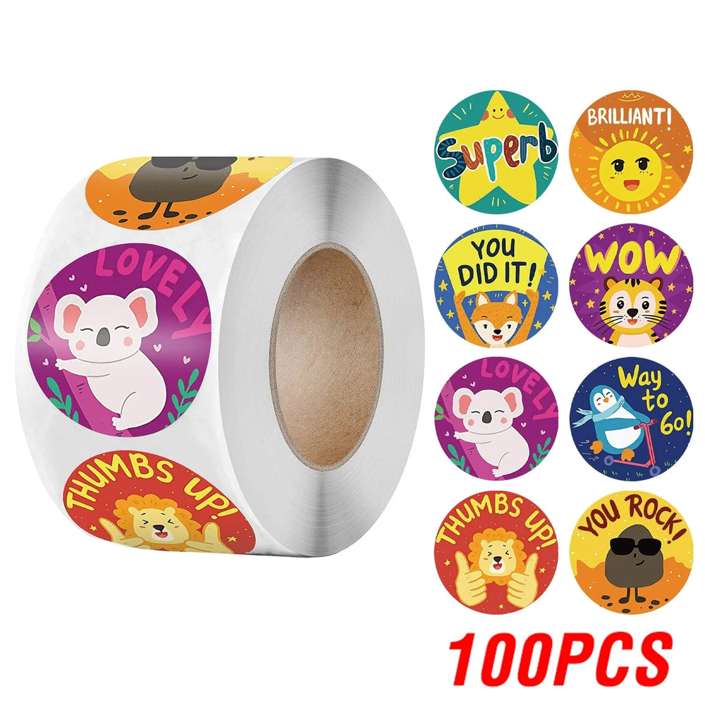 100-500pcs Kids Reward Stickers Puppy Dog Cat Encouragement Labels for Teachers Cute Animals Sticker Stationery Pegatinas (ONLINE ORDER ONLY)