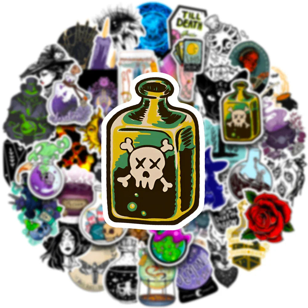 10/30/50/100pcs Gothic Apothecary Magic Witch Aesthetic Stickers Skateboard Laptop Phone Car Bike Waterproof Sticker Kid Toy (ONLINE ORDER ONLY)