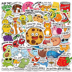 50PCS Kids Reward Stickers Cute Fruits Animals Cartoon Decals Teacher Stationery Gift (Online Order Only)