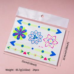 1pc Bohemia Fluorescent Sticker Luminous Temporary Tattoos Stickers UV Glow Fluorescent Tattoo Waterproof For Body Art Decals *& (Online Order Only)