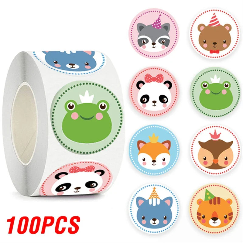 100-500pcs Cartoon Animal Label Thank You Stickers Sealing Label For Business Handmade Baking Cake Party Gift Decoration Sticker (ONLINE ORDER ONLY)