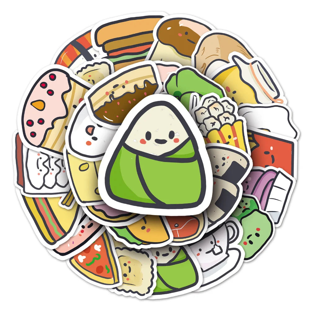 10/50Pcs Cartoon Gourmet Food Graffiti Stickers for Luggage Laptop Skateboard Notebook Stickers Children Toys Wholesale (ONLINE ORDER ONLY)