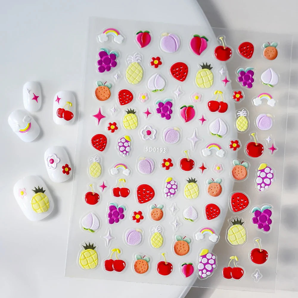 1Pc Summer Nail Art Sticker Lemon Nail Decal Nail Art Supplies Cute Fruit Strawberry Cherry Watermelon Avocado Lemon Nail Design (ONLINE ORDER ONLY)