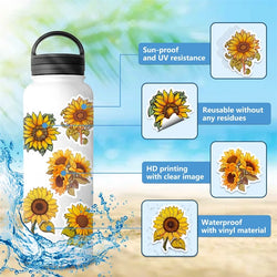 10/30/50PCS Pastoral Sunflower PVC Sticker Aesthetic Decoration Scrapbooking Stationery DIY Hand Accounting School Supplies (Online Order Only)