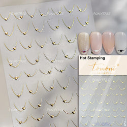 Line Love Heart Arc French Romantic Curve Punk Attitudinal Hollow Geometric Figure Adhesive Nail Art Stickers Manicure Decals (Online Order Only)