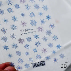 Winter Christmas Crystal Delicate Hexagon Romantic Laser Silver Chic Snowflakes Self Adhesive Nail Art Sticker 5D Manicure Decal (ONLINE ORDER ONLY)