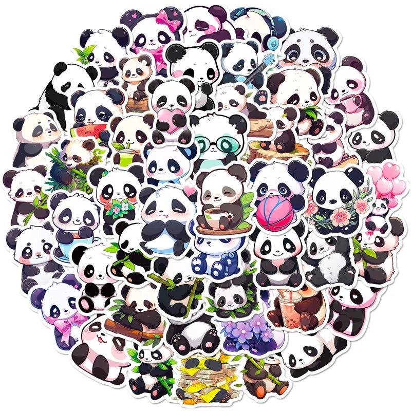 10/30/50PCS Cute Panda PVC Sticker Aesthetic Decoration Scrapbooking Korean Stationery DIY Hand Accounting School Supplies (ONLINE ORDER ONLY)