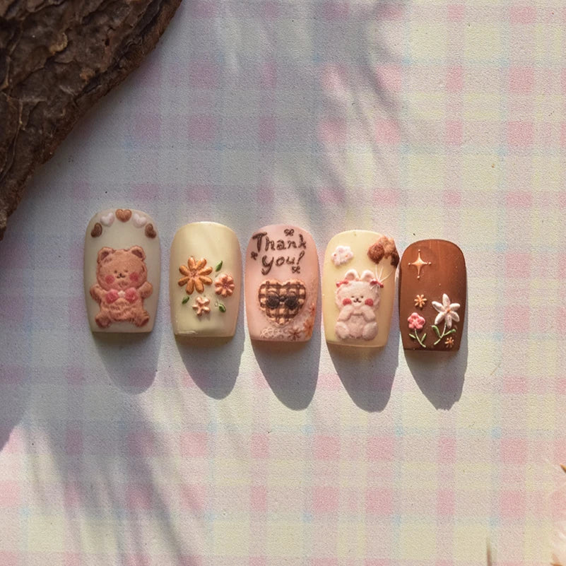 Cookies Chocolate Love Heart Flower Bowknot Rabbit Bunny Lace Bear Star Bouquet Rabbit Adhesive Nail Art Sticker Manicure Decal (ONLINE ORDER ONLY)