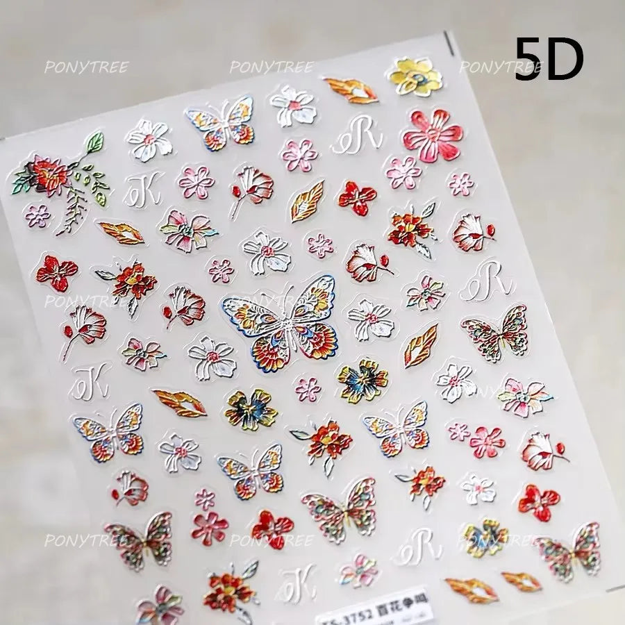 Dreamy Moon Stars Love Heart Butterfly Bowknot Lace Shiny Starburst Ribbon Delicate Adhesive Nail Art Stickers Manicure Decals (Online Order Only)