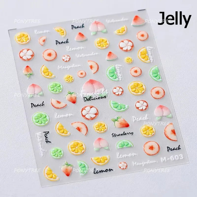 Soda Fruit Beverage Bottle Bear Watermelon Popsicle Dessert Ice Cream Cat Cherry Strawberry Bow Summer Nail Art Stickers Decals (ONLINE ORDER ONLY)