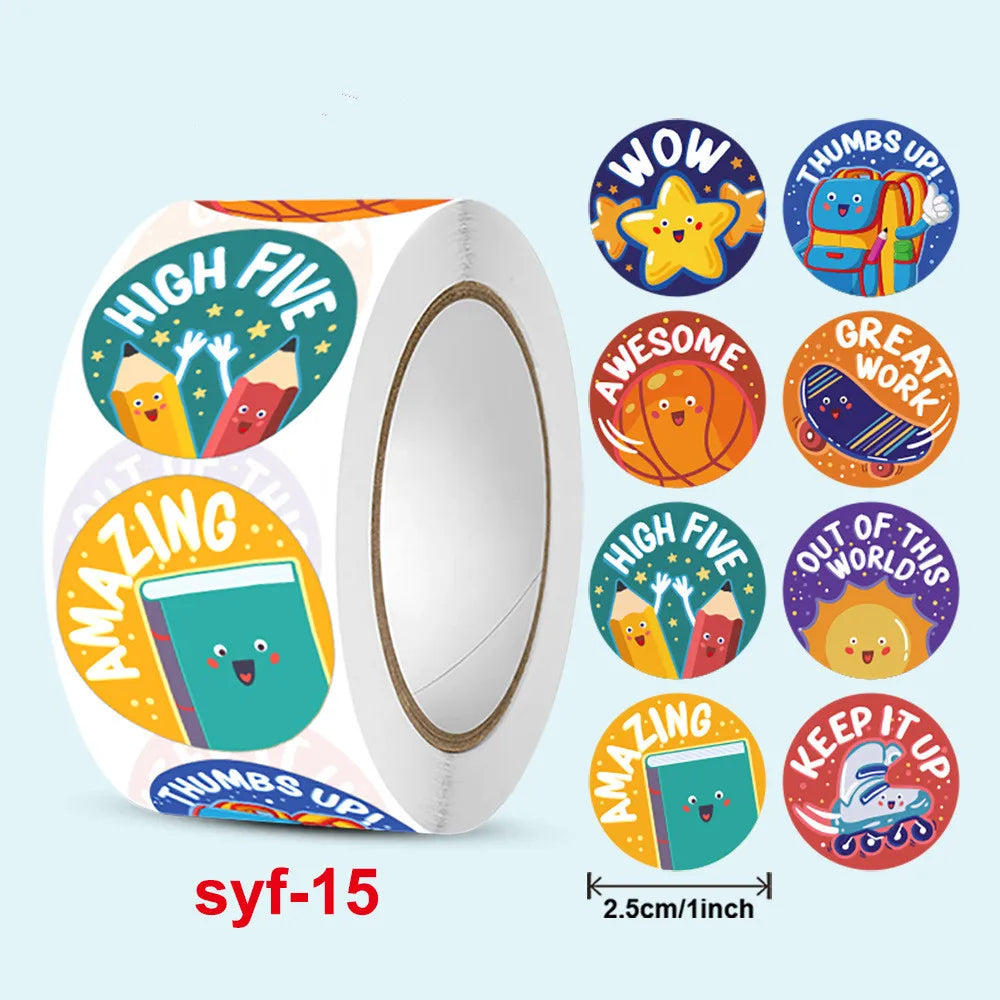 Smile Face Sticker Kids Reward Sticker Yellow Dots Labels Happy Animal  Sticker Kids Toys School Teacher Student Stationery (ONLINE ORDER ONLY)