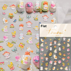 Graffiti Rabbit Dog Bunny Milk Strawberry Jewel Candy Knife Envelope Soft Relief Adhesive Nail Art Stickers Cute Manicure Decals (Online Order Only)