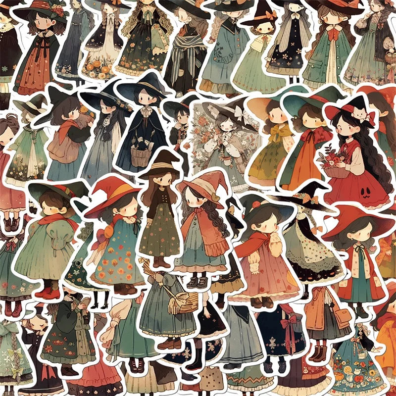 10/30/50PCS Cartoon Q Witch PVC Sticker Aesthetic Children's Korean Decoration Scrapbooking Stationery School Supplies for Kids (ONLINE ORDER ONLY)