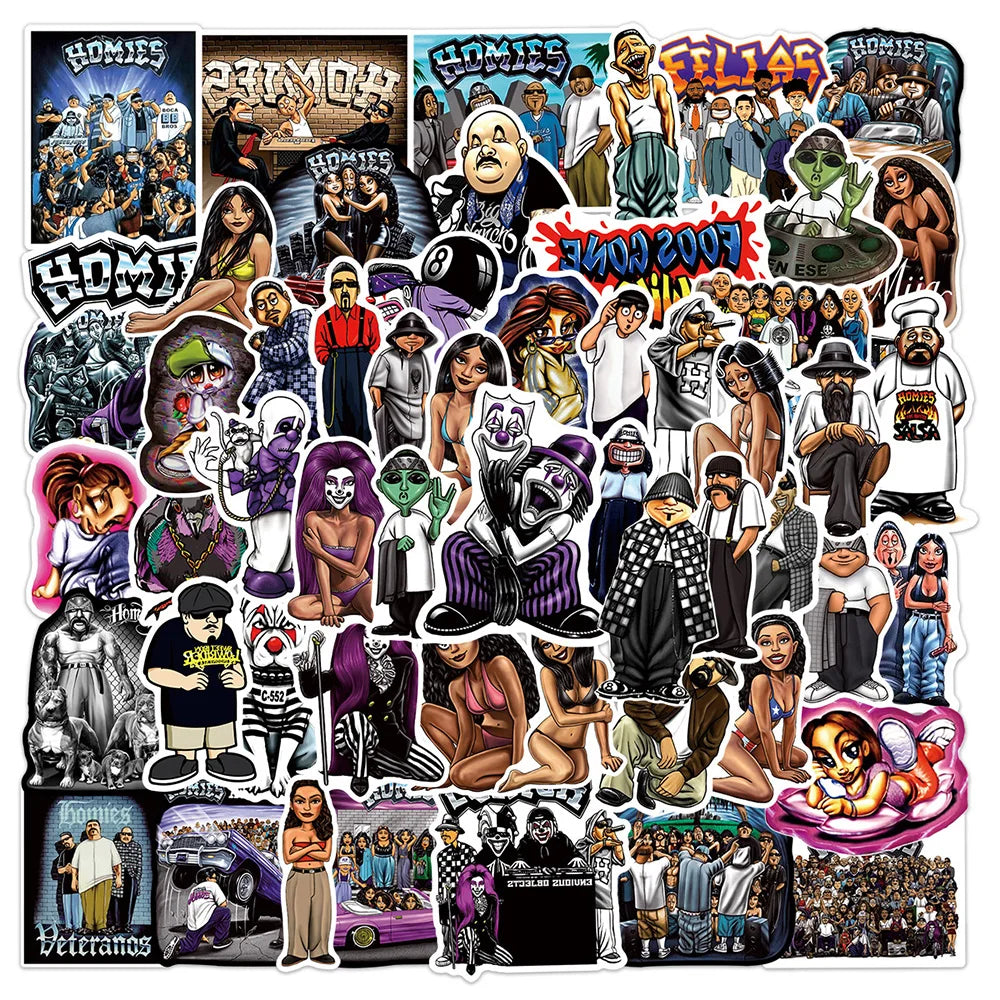 Rap Homies Cartoon Stickers for Phone Laptop Luggage Skateboard - 10/30/50/100PCS (ONLINE ORDER ONLY)