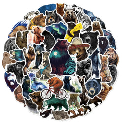 Wild Bear Stickers Pack: Graffiti Grizzly for Scrapbooking, Guitar, Laptop, Phone, Suitcase, Helmet (ONLINE ORDER ONLY)