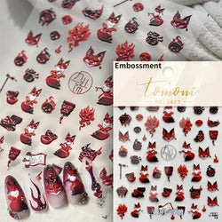 Cat Eye Halloween Terror Spider Cross Rose Love Heart Flower Snake Web Candy Bunny Thrilling Nail Art Stickers Manicure Decals (Online Order Only)