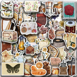 50pcs Time Secret Love Retro Notebook Sticker Aesthetics Cartoon Decals Waterproof Stickers Pack Party Decoration Gift Toys (ONLINE ORDER ONLY)
