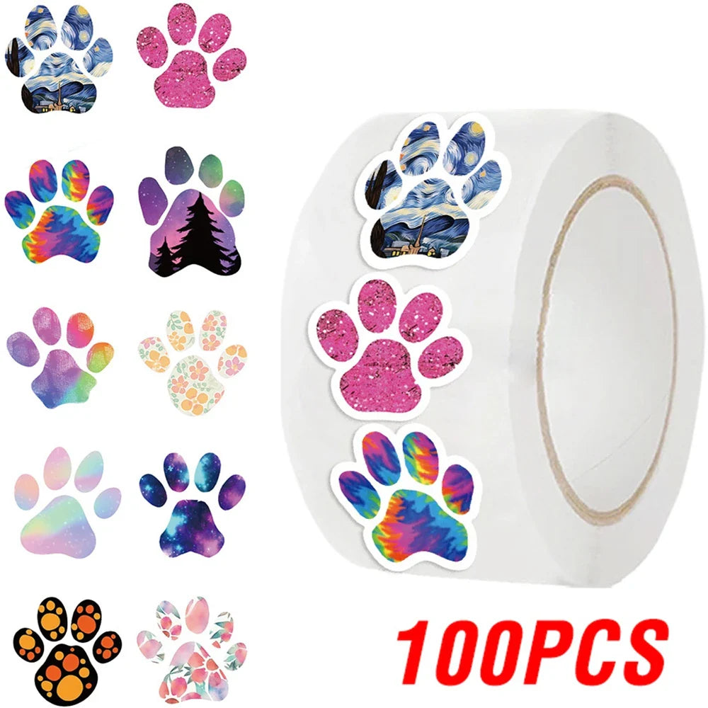 100-500pcs Creative Dog Paw Stickers Children Learning Reward Stationery Sticker Fashion Office School Decoration Seal Stickers (ONLINE ORDER ONLY)