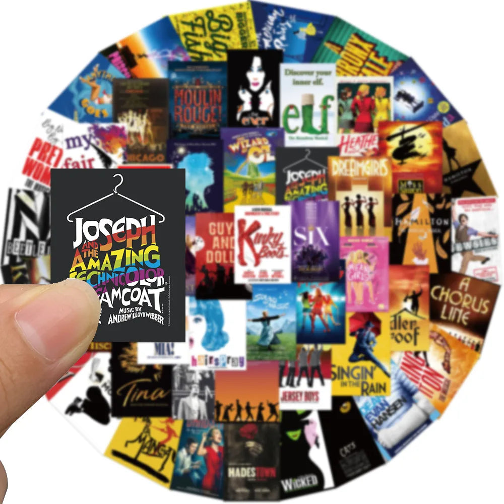 10/50Pcs Broadway Musical Poster Stickers for Laptop, Phone, Notebook, Skateboard, Suitcase (ONLINE ORDER ONLY)